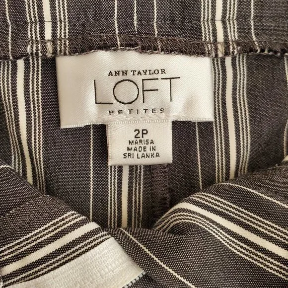 Ann Taylor Loft Striped Cuffed Crop Pants | Like New | 2P | Charcoal White - Picture 14 of 16